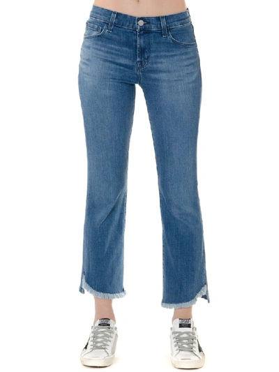 Shop J Brand Cropped Denim Jeans In Blue