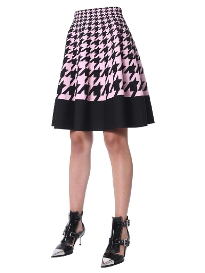 Shop Alexander Mcqueen Skirt With Valance In Rosa E Nero