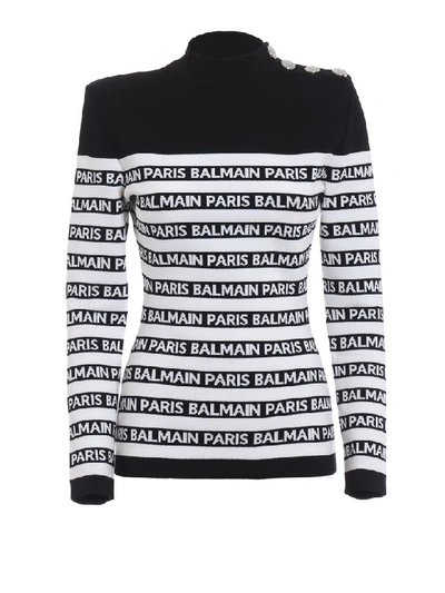 Shop Balmain Sweater In Noir+blanc