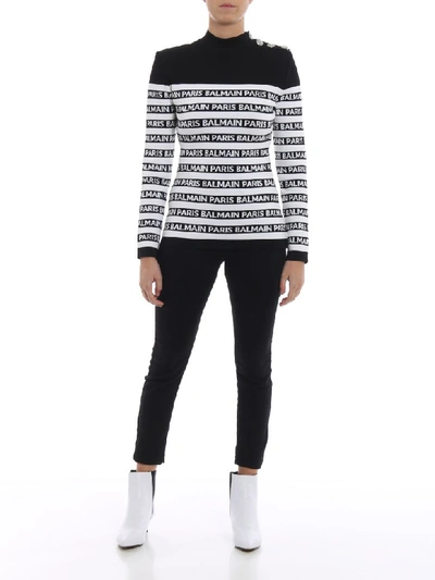 Shop Balmain Sweater In Noir+blanc