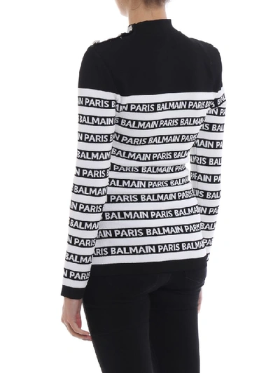 Shop Balmain Sweater In Noir+blanc