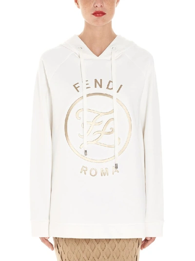 Shop Fendi Karligraphy Hoodie In White
