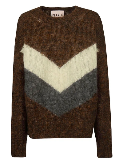 Shop Plan C Knitted Sweater In Brown