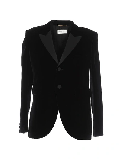 Shop Saint Laurent Velvet Jacket In Black