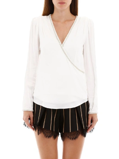 Shop Self-portrait Crystal-embellished Top In White (white)