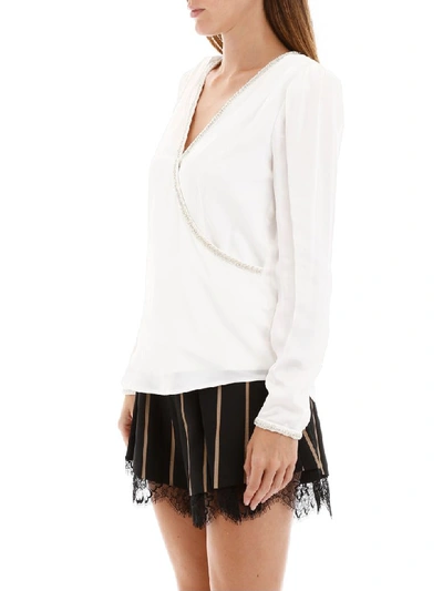 Shop Self-portrait Crystal-embellished Top In White (white)