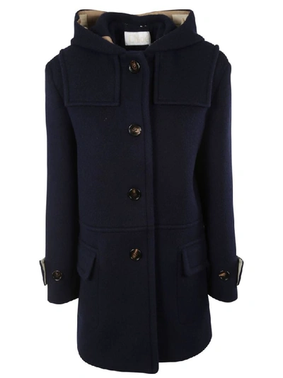 Shop Chloé Hooded Coat In Evening Blue