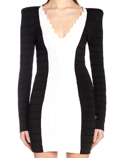 Shop Balmain Dress In Black & White