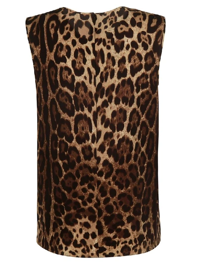 Shop Dolce & Gabbana Leopard Print Sleeveless Top In Brown/black
