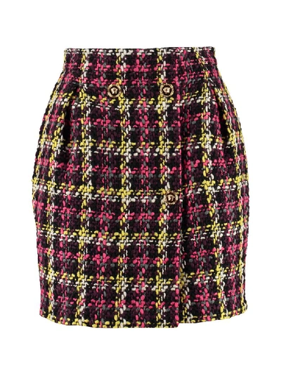 Shop Versace Tweed Mini-skirt In Multicolor