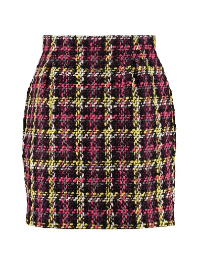 Shop Versace Tweed Mini-skirt In Multicolor