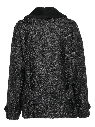 Shop Saint Laurent Coat In Noir Brillant