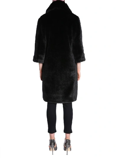 Shop Ainea Eco Fur Coat In Nero