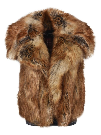 Shop Dsquared2 Fur Vest In Brown