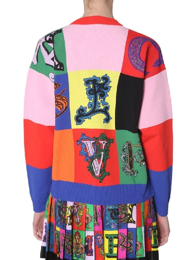 Shop Versace Crew Neck Sweater In Multicolor