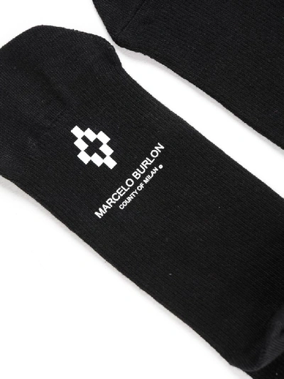 Shop Marcelo Burlon County Of Milan Long Logo Socks In Black Multi