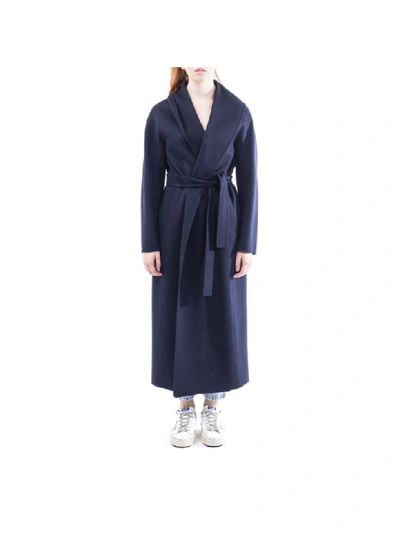 Shop Max Mara Virgin Wool  Messilu Coat In Blue Navy