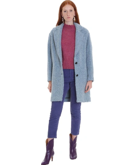 Shop Isabel Marant Étoile Dante Coat In Blue Wool