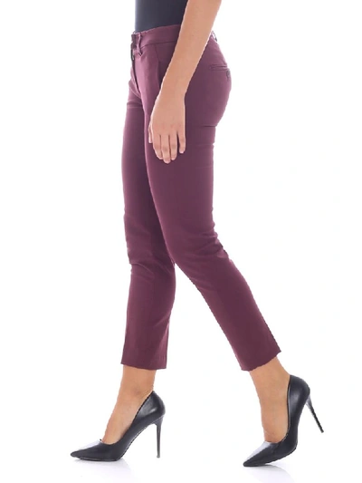 Shop Dondup Cotton Stretch Perfect Trousers In Aubergine