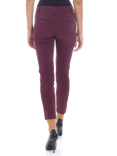 Shop Dondup Cotton Stretch Perfect Trousers In Aubergine