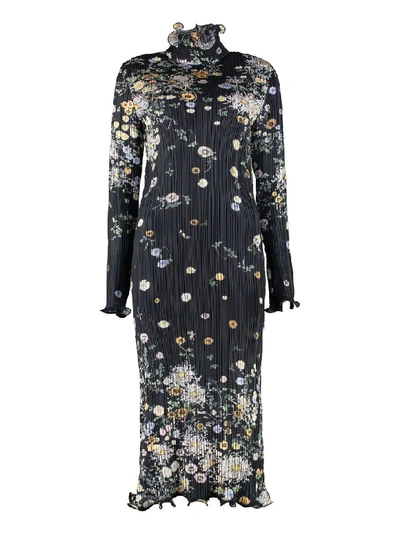 Shop Givenchy Floral Print Pleated Dress In Multicolor
