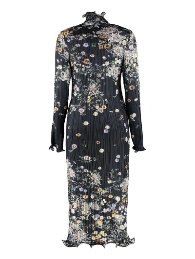 Shop Givenchy Floral Print Pleated Dress In Multicolor