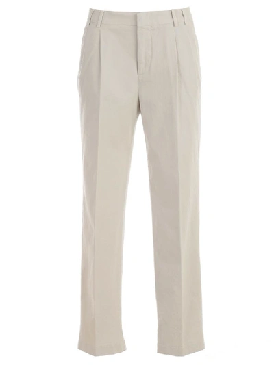 Shop Aspesi High-waisted Trousers In Gesso