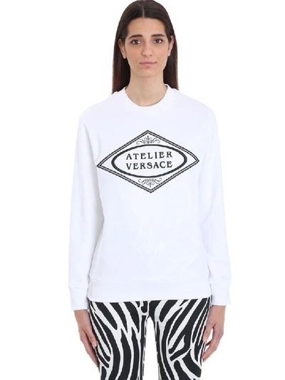 Shop Versace White Cotton Sweatshirt