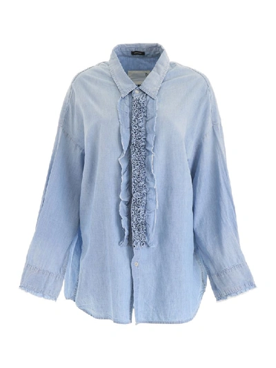 Shop R13 Ruffled Shirt In Nell Blue (light Blue)