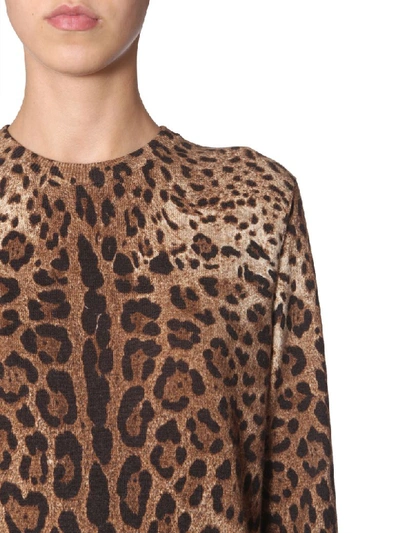 Shop Dolce & Gabbana Crew Neck Knit In Animalier