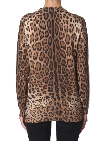 Shop Dolce & Gabbana Crew Neck Knit In Animalier