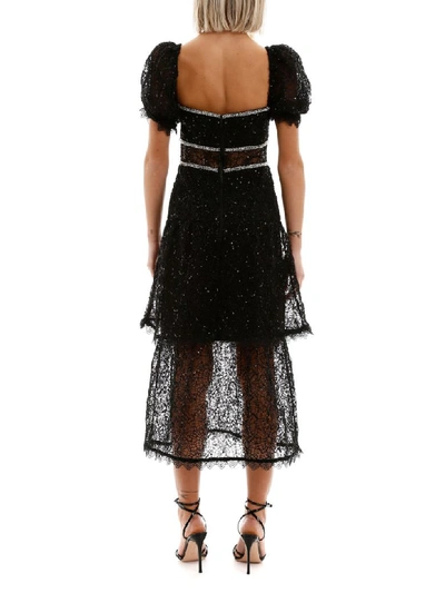 Shop Self-portrait Dress With Sequins And Crystals In Black (black)