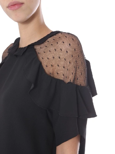 Shop Red Valentino Blouse With Rouches In Nero