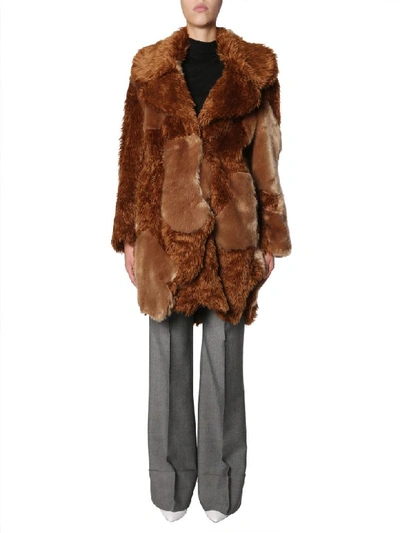 Shop Stella Mccartney Faux Fur Coat In Marrone