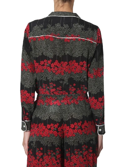Shop Red Valentino Shirt With Dreaming Peony Print In Nero