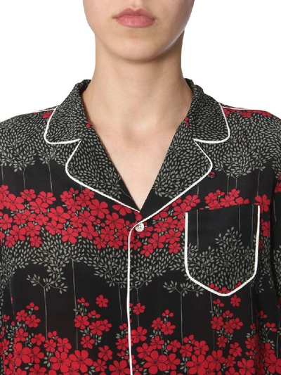 Shop Red Valentino Shirt With Dreaming Peony Print In Nero