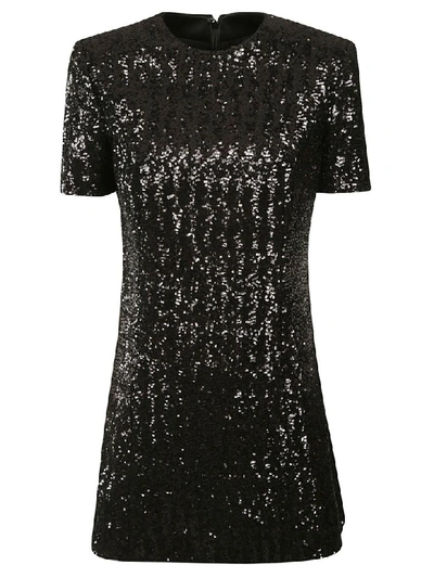 Shop Saint Laurent Sequined Dress In Black