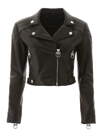 Shop Pinko Biker Jacket In Nero Limousine (black)