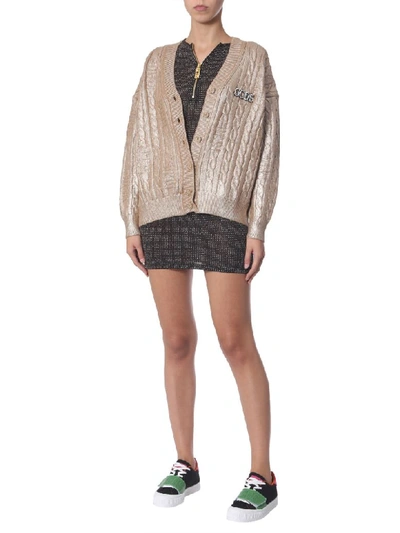 Shop Gcds V-neck Cardigan In Oro