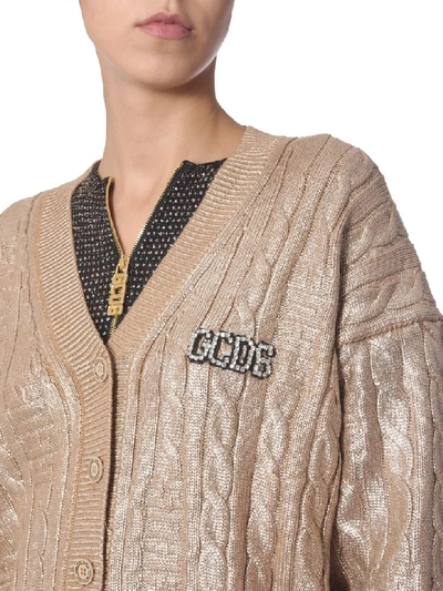 Shop Gcds V-neck Cardigan In Oro