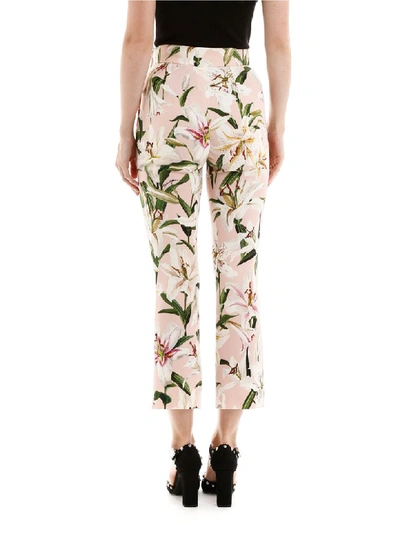 Shop Dolce & Gabbana Lily Print Trousers In Gigli Fdo Rosa (pink)