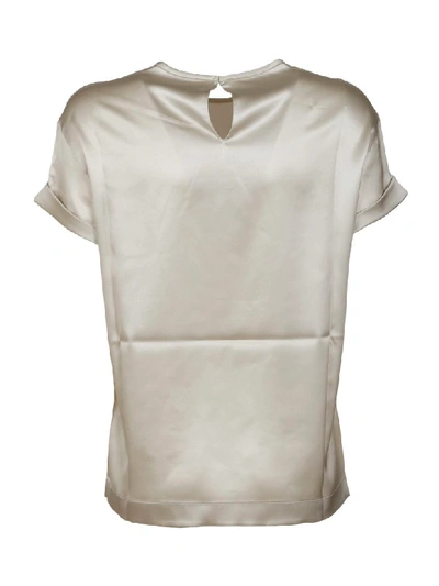 Shop Brunello Cucinelli Back Keyhole Detail Shiny T-shirt