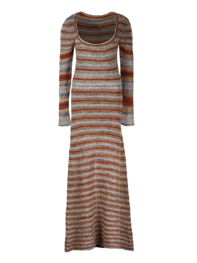 Shop Jacquemus Perou Long Knitted Striped Dress In Multicolor