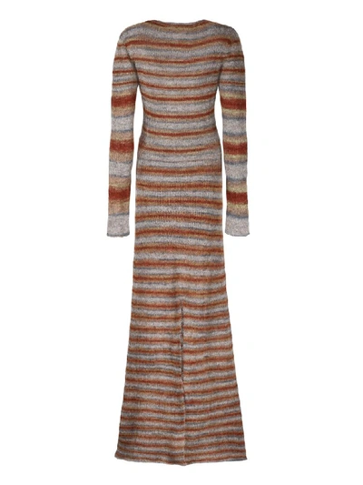 Shop Jacquemus Perou Long Knitted Striped Dress In Multicolor