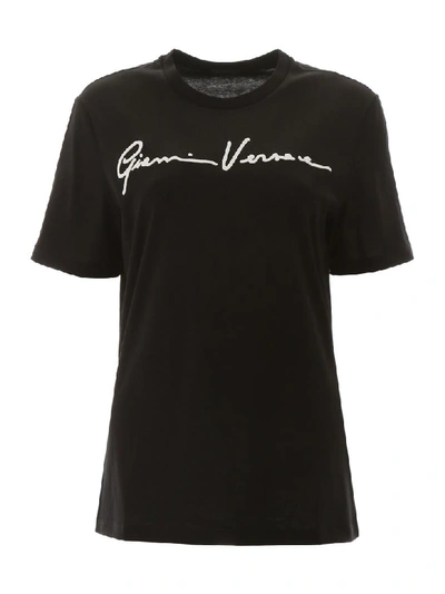 Shop Versace Gv Signature T-shirt In Nero Bianco (black)