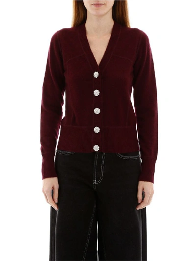 Shop Ganni Buttoned Cardigan In Port Royale (red)