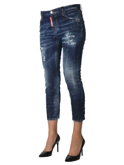 Shop Dsquared2 Cool Girl Cropped Jeans In Blu