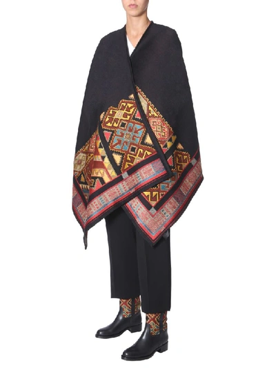 Shop Etro Jacquard Cape In Nero