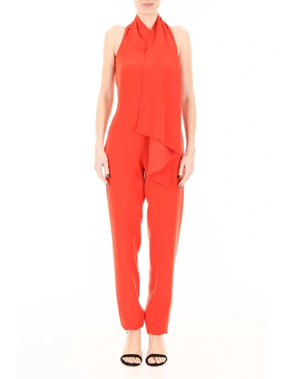 Shop Lanvin Scarf Jumpsuit In Poppy Red (red)
