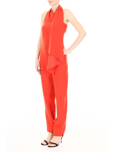 Shop Lanvin Scarf Jumpsuit In Poppy Red (red)